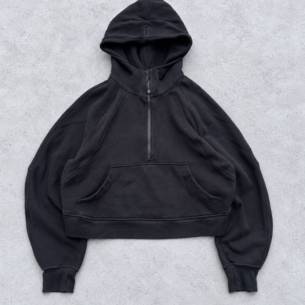 Lululemon Scuba Oversized Half-Zip Hoodie Black Cropped Fleece Sweatshirt